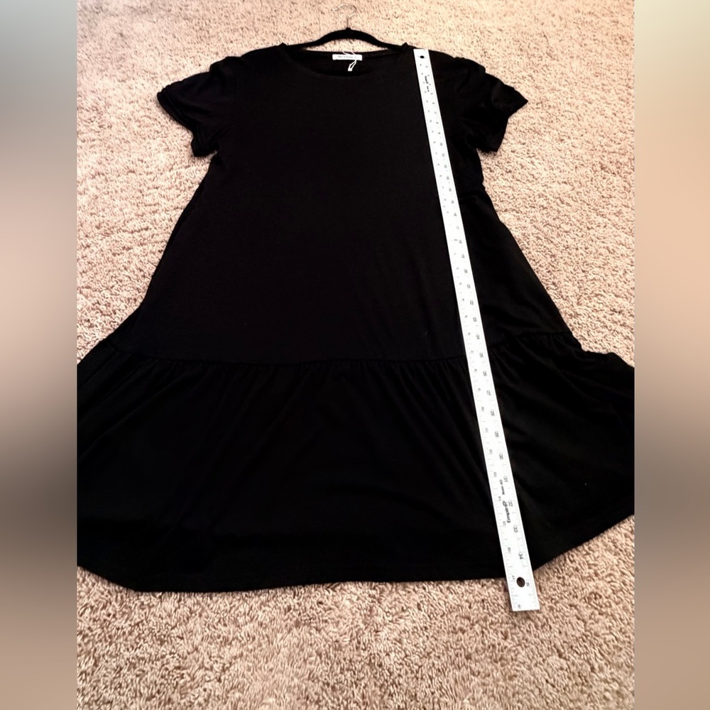Large berryou tiered tee shirt dress pockets black Black Short sleeve Ruffle - Picture 12 of 14